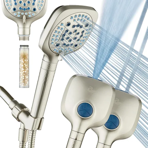 AquaCare - Cabezal de ducha filtrado de alta presión 4X de 10 modos de pulverización, cabezal de ducha de mano que filtra cloro para curar la piel