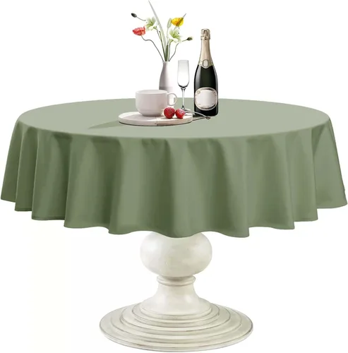 Miniatura 21 de Softalker Mantel Redondo, Impermeable y Resistente a las Manchas, Mantel de Tela Sin Arrugas, Lavable, Poliéster de 210GSM, Cubierta de Mesa