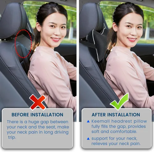 Miniatura 3 de Keemall Almohada de Cuello de Coche Inflable, Almohada de Reposacabezas de Coche Inflable Suave para Asiento de Conducción con Correa Ajustable