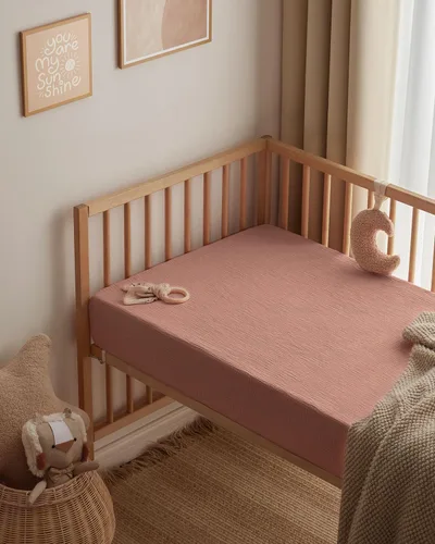 Miniatura 6 de Blissful Diary Sábanas de muselina para cuna para niñas, sábana de bebé de algodón suave bohemio para colchón de cuna estándar de 52 x 28 pulgadas