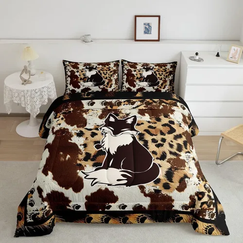 Miniatura 35 de Juego de ropa de cama de oso para niños y adolescentes, juego de edredón de animales salvajes para niños, adolescentes, naturaleza, vida silvestre