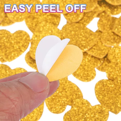 Miniatura 4 de MECCANIXITY 60 calcomanías de espuma con purpurina de 1 pulgada autoadhesivas en forma de corazón para suministros de manualidades, bricolaje