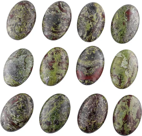Miniatura 4 de mookaitedecor Piedra pulida de jaspe de sangre de dragón con bolsillo de piedras de palma de cristal curativo para decoración del hogar, forma Verde