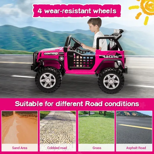 Miniatura 9 de SEHOMY - Camioneta de paseo para niños de 2 plazas con control remoto, vehículo eléctrico accionado a batería de 12 V para niñas de 3 años - Camión