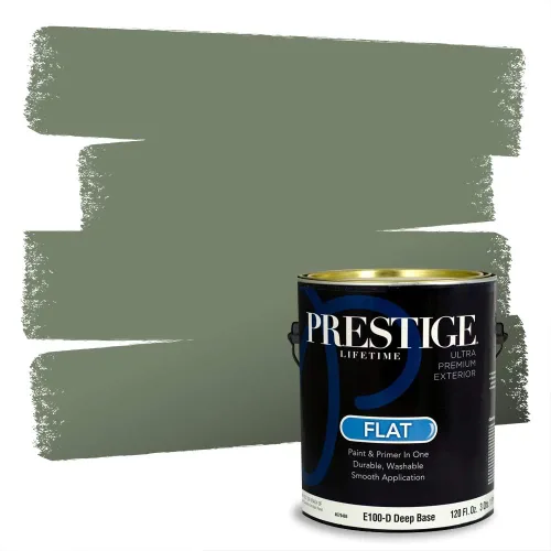 Miniatura 252 de Prestige Paints - Pintura exterior e imprimación en uno, 1 galón, plano, compatibilidad comparable con el color menta «Whipped Mint» de Behr