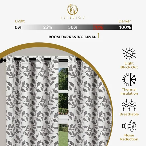 Miniatura 5 de SUPERIOR Cortinas Opacas, Oscurecimiento de Habitación Acento de Ventana para Dormitorio, Bloqueo del Sol, Térmicas, Cortinas Bohemias Modernas, Gris