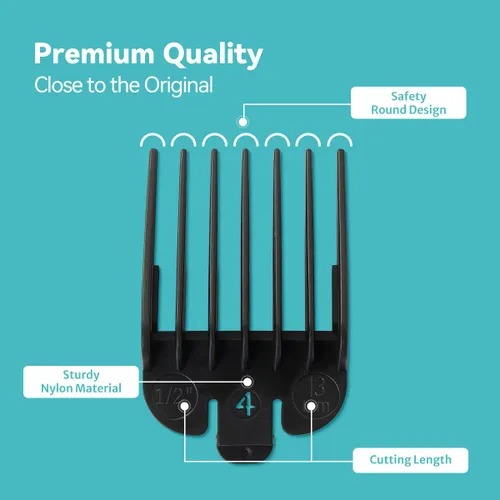 Miniatura 6 de Juego de protectores de cortapelos compatibles con la mayoría de cortapelos Wahl con soporte, reemplazo de guías de cortapelos - de 1/16" a 1", Negro