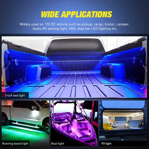 Miniatura 8 de Nilight - TL-31 Kit de tira de luz RGB de 60 pulgadas para caja de camión, 180 LED, control remoto RF con interruptor de encendido y apagado