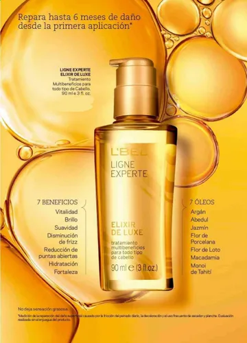Miniatura 4 de LBEL, ELIXIR DE LUXE, TRATAMIENTO MULTIBENEFICIO PARA TODO TIPO DE CABELLO, 3 FL. OZ.