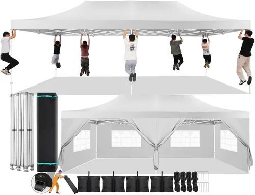 Miniatura 40 de COBIZI Toldo desplegable de 6.6 x 6.6 pies sin pared lateral, toldo resistente UPF 50+ para todas las estaciones, resistente al viento e Azul