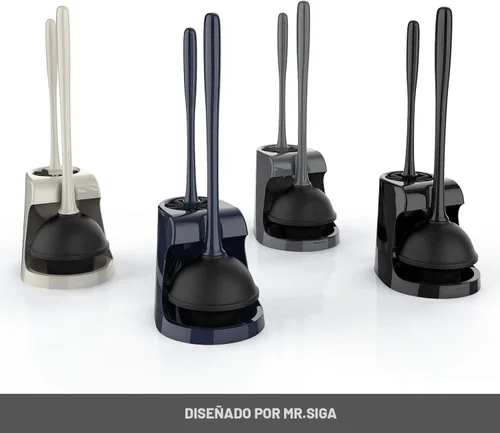 Miniatura 3 de MR.SIGA Combo de émbolo de inodoro y cepillo para limpieza de baño, negro, 1 juego