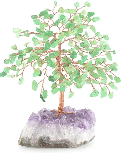 Miniatura 10 de Árbol de la Vida de Cristal de Piedras Preciosas, Base de Racimo de Cuarzo Rosa Natural y Cuarzo Transparente, Cristal Curativo de Energía Positiva