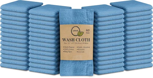 Miniatura 29 de Paquete de 24 paños 100 % algodón (12 x 12 pulgadas), suaves, altamente absorbentes, toallas para la cara, paños de lavado para la cara, hilado