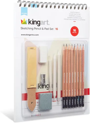 Miniatura 3 de KINGART Juego de bocetos de 16 piezas, lápices de dibujo profesional con lápices de grafito y carbón para principiantes, estudiantes, adultos