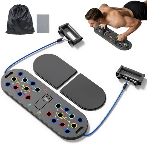 Miniatura 7 de Tabla de flexiones, gimnasio en casa, equipo de fitness portátil, barra de pilates Negro-2