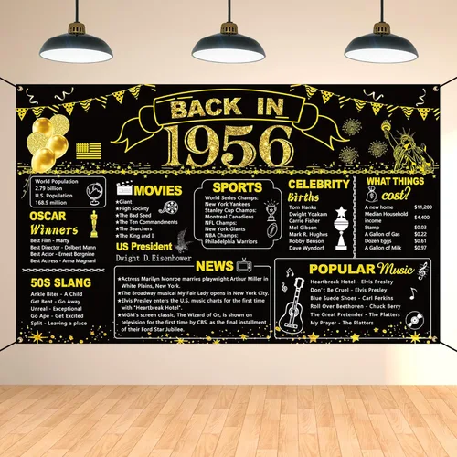 Miniatura 14 de DARUNAXY 100 cumpleaños de oro negro decoración de fiesta, pancarta de "Back in 1926" póster de fiesta de 100 años suministros, 6x3.6 pies gran