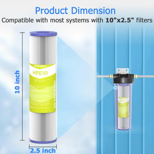 Miniatura 4 de Cartucho de filtro de agua de 20 micrones para toda la casa, filtros de sedimentos plisados para agua de pozo, reemplazo universal para cualquier