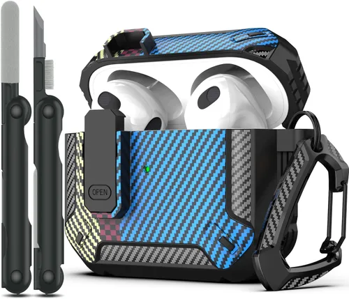 Miniatura 19 de RFUNGUANGO Funda para AirPod de 2ª generación con kit de limpieza, armadura protectora de carcasa dura militar con bloqueo para funda de carga