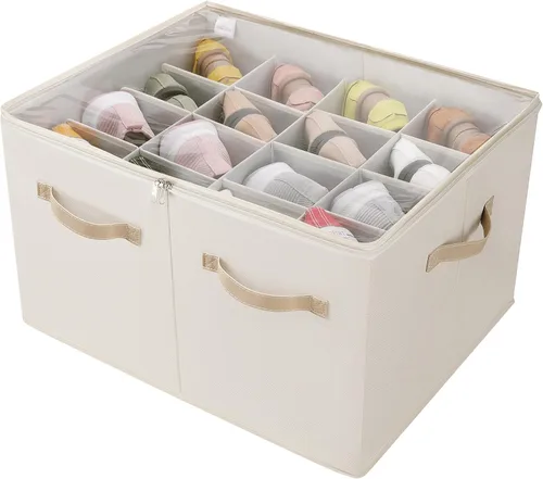 Miniatura 21 de TOPIA HOME Organizador de zapatos para armario, caja de zapatos plegable con divisores ajustables y cubierta transparente, organizador