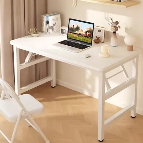 Miniatura 7 de Mesa plegable de 31.5 pulgadas, escritorios plegables cuadrados para espacios pequeños, escritorio plegable pequeño sin montaje, negro.