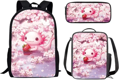 Miniatura 35 de Paquete de 3 bolsas escolares con estampado de bandera estadounidense para niños, mochila de gran capacidad para laptop, con cremallera, estuche