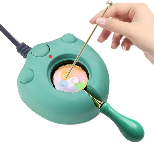 Miniatura 11 de Calentador eléctrico de sellos de cera, calentador de sello eléctrico azul para derretir cera, perlas con cuchara, agitar para hacer manualidades