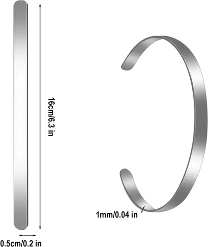 Miniatura 2 de 18 pulseras en blanco ajustables de acero inoxidable para hacer pulseras de joyería, 1/5 x 6 pulgadas