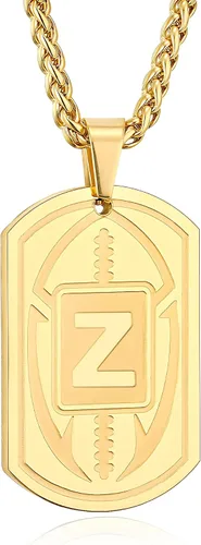 Miniatura 65 de Graduation Gifts - Football Initial Necklace for Men Boys Kids Teen Dog Tag Stainless Steel Black Letter Pendant Sport Football Athletes Jewelry
