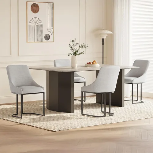Miniatura 18 de COLAMY LUMA - Juego de 2 sillas de comedor de tela tapizada con patas de metal y cojín acolchado, sillas laterales sin brazos para comedor, cocina