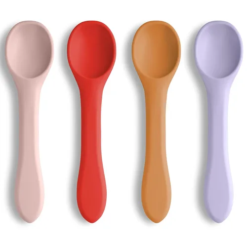 Miniatura 12 de Vicloon Cucharas de silicona para bebés – 4 piezas de primera etapa para bebés, ultra duraderas y a prueba de masticación, utensilios para bebés