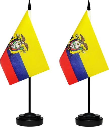 Miniatura 27 de Juego de banderas de escritorio de México, paquete de 2 banderas de mesa mexicanas, mini bandera de escritorio pequeña con poste negro sólido de 12