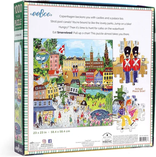 Miniatura 3 de eeBoo Rompecabezas de 1000 piezas, rompecabezas de Copenhague para adultos, cuadrado de 23 x 23 pulgadas, fabricado con tablero reciclado y tinta a