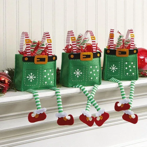 Miniatura 12 de Cardinal Ornament - Bolsas de fieltro de Navidad – Juego de 5 bolsas de regalo para niños, fiestas de vacaciones, decoración de profesores