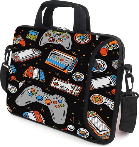 Miniatura 10 de Funda para laptop de 15.6 pulgadas, estuche para chromebook, correa de hombro ajustable con asa, bolsillo para accesorios (Galaxias azules)