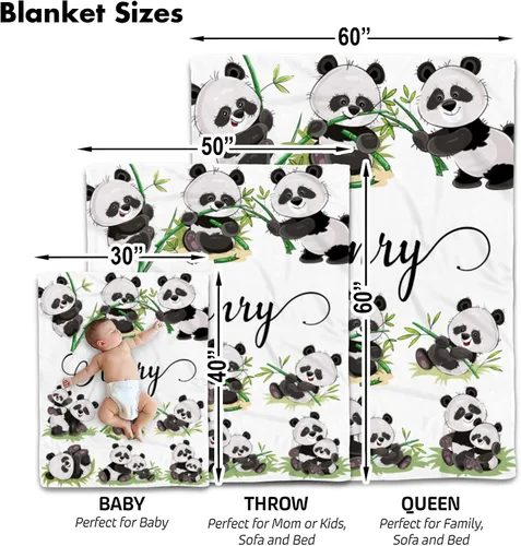 Miniatura 2 de Manta de bebé panda personalizada, manta de bebé safari, manta de bebé de animales de la selva, manta de bebé bosque, manta de animal del zoológico