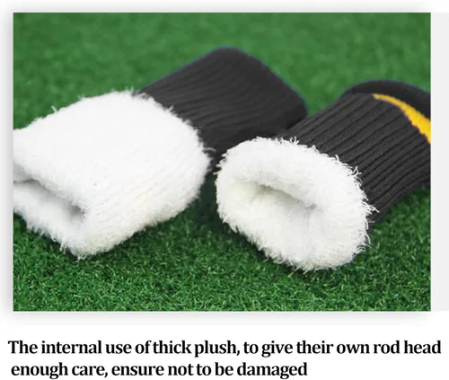 Miniatura 2 de Fundas de hierro de punto, fundas protectoras para golfs, juego con números para madera, ajuste conductores, calles, híbridos (negro) ocio y deportes