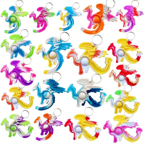 Paquete de 30 mochilas a granel de Dragon Raptor, mini llavero de arco iris, juguetes de burbujas para niños, niños, estudiantes, profesores,