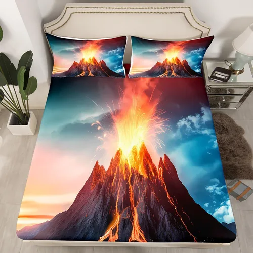 Miniatura 12 de Juego de ropa de cama ajustable con diseño de notas musicales rojo y azul, juego de sábanas para niños, mujeres y hombres, decoración de habitación