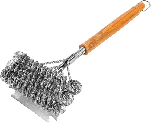 Miniatura 10 de BBQ-Aid Cepillo y raspador para parrilla de barbacoa – Cepillo de parrilla para parrilla al aire libre con mango de madera extendido, grande