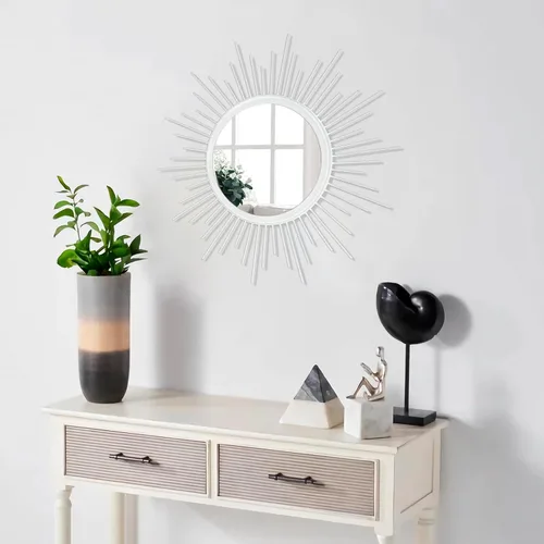 Miniatura 5 de Espejo de pared Sunburst con radios para el hogar, espejo de arte de pared clásico de metal moderno, espejo colgante moderno, decoración de sala