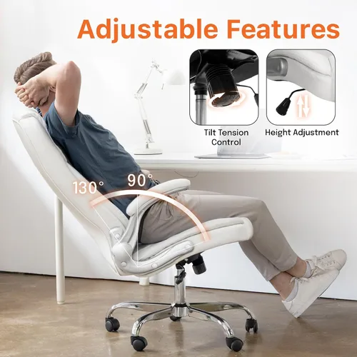 Miniatura 6 de NEO CHAIR Escritorio de oficina para videojuegos, computadora, silla ergonómica ejecutiva de respaldo alto, brazos abatibles, altura ajustable