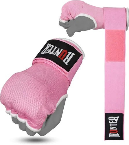 Miniatura 5 de HUNTER - Guantes interiores acolchados con gel y vendas de mano para boxeo, vendas elásticas de entrenamiento rápido para hombres y mujeres, Rosa