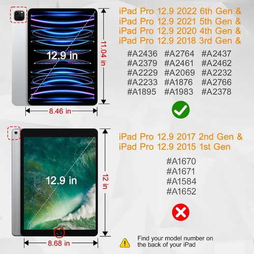 Miniatura 2 de Mektron Funda compatible con iPad Pro de 12.9" M2 2022 de 12.9 pulgadas, 6ª/5ª/4ª/3ª generación 2021 2020 2018, funda para tableta con cubierta