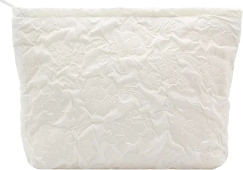 Miniatura 81 de Pazimiik Bolsa de maquillaje floral, grande, de algodón, con cremallera para bolsa de viaje, organizador de maquillaje de lona para mujeres, Algodón