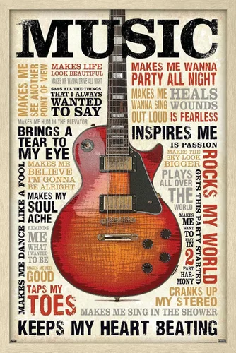 Miniatura 10 de Trends International Music Inspires Me Wall Poster, 14.725" x 22.375", Barnwood Framed Version