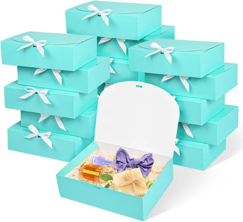 Miniatura 13 de Paquete de 12 cajas de regalo negras con tapas, caja de propuesta de padrinos de boda de 12 x 9.8 x 3.1 pulgadas, caja de regalo negra de lujo