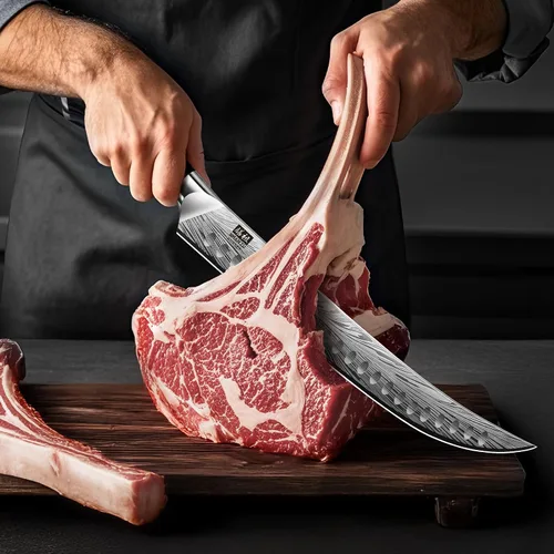 Miniatura 7 de SHAN ZU - Cuchillo de carnicero de acero en polvo de alto carbono, cuchillo de 12 pulgadas para cortar, deshuesar y rebanar carne con mango