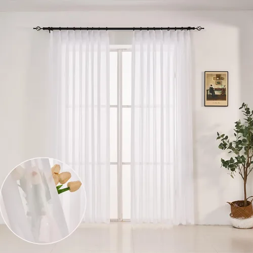 Miniatura 7 de Cortinas traslúcidas blancas con pliegues elegantes de 84 pulgadas, 1 panel, cortinas plisadas para sala de estar, puerta corrediza de vidrio