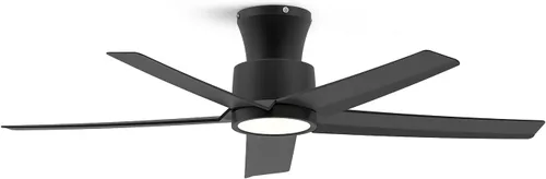 ocioc Ventiladores de techo de 44 pulgadas con luces y control remoto, ventiladores de techo regulables con motor de CC silencioso reversible, Negro