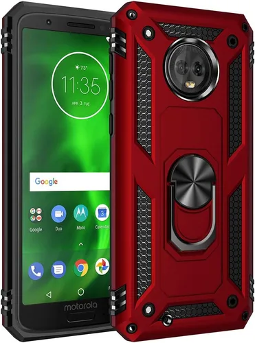Miniatura 10 de Carcasa de grado militar para Motorola Moto G6, anillo giratorio de metal 360, soporte magnético para montaje en automóvil, protección resistente a